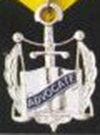 The Advocate is the Chief Legal Officer for the Council as is elected by the members of the Council. His jewel consists of a Scroll and Sword suspended from a yellow ribbon. The Scroll represents the legal literature and law and the Sword represents his authority to enforce those Laws. 